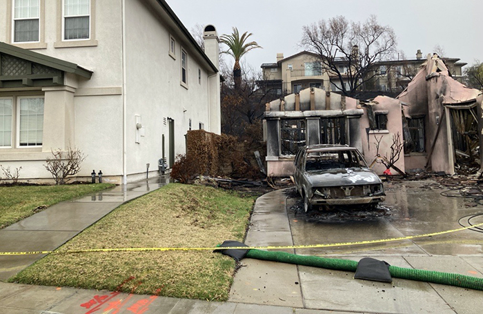 A burnt home in Altadena
